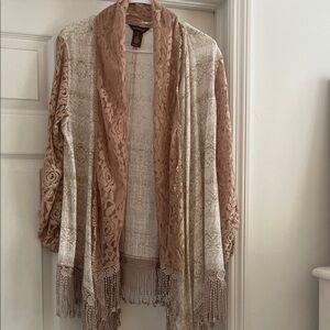 Multiples Lace Cardigan in Cream and Pink